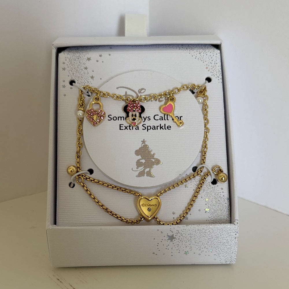 ☀️Disney Minnie Mouse Gold Charm Bracelet